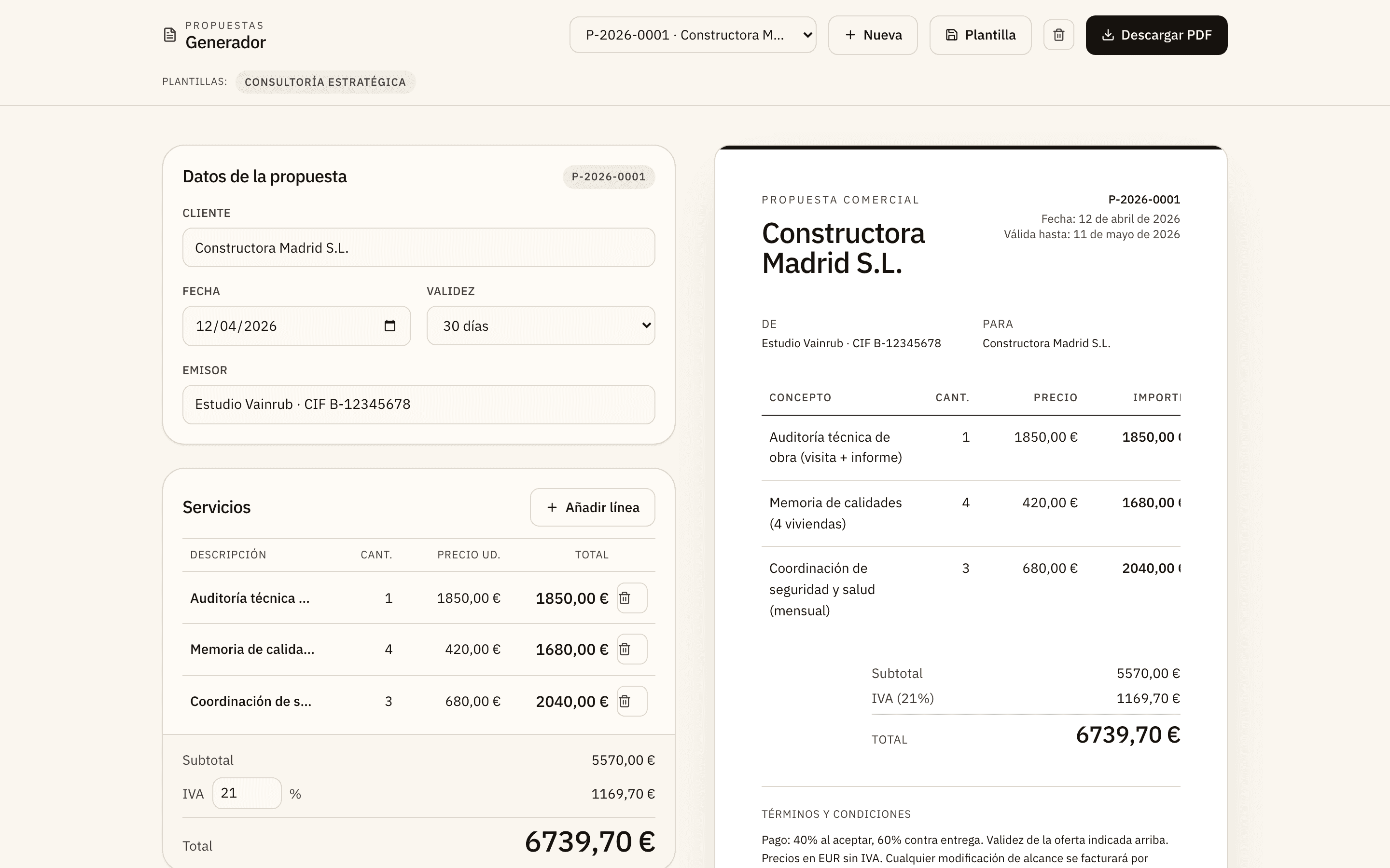 Generador de Propuestas — preview