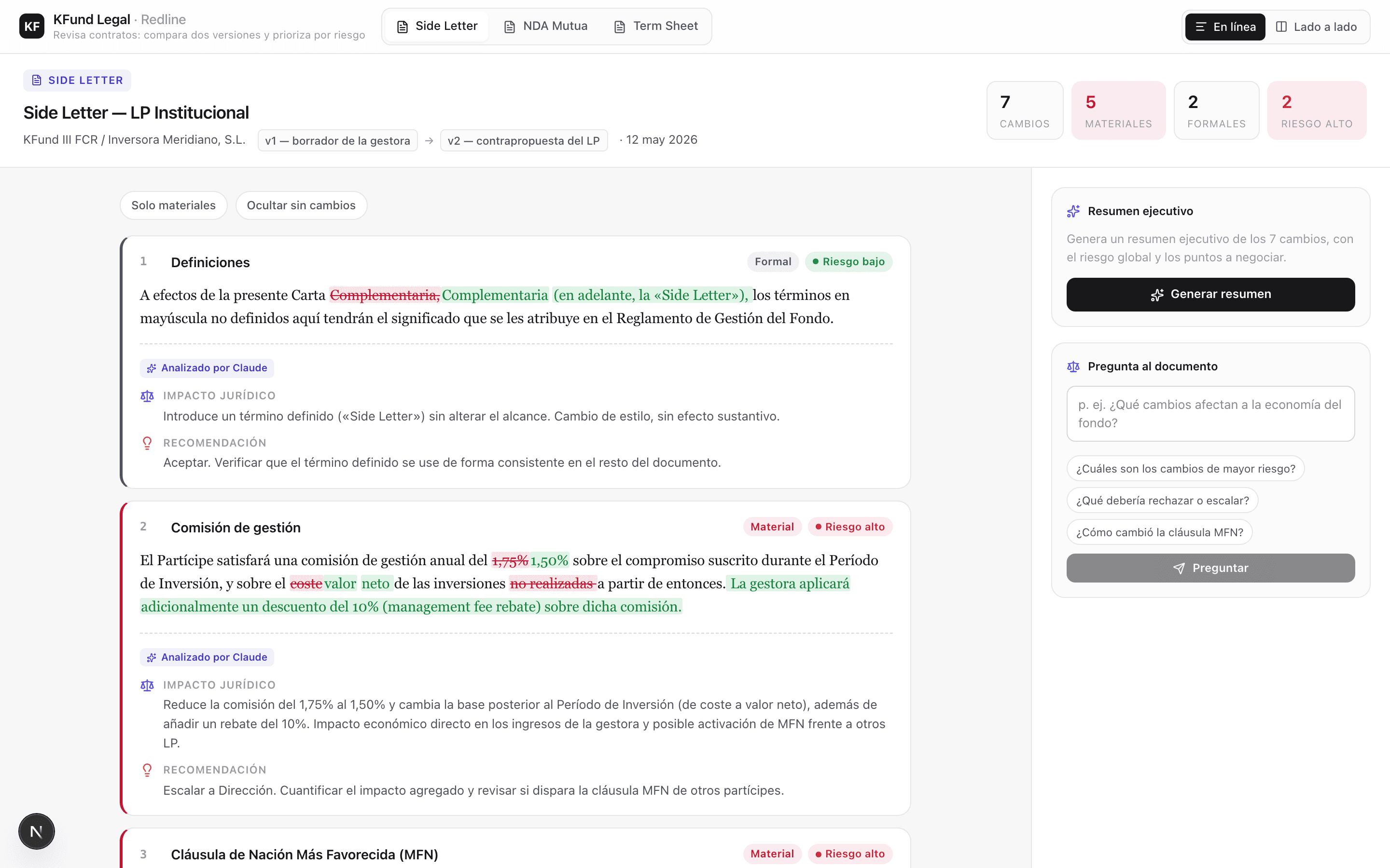 Comparador de contratos — preview