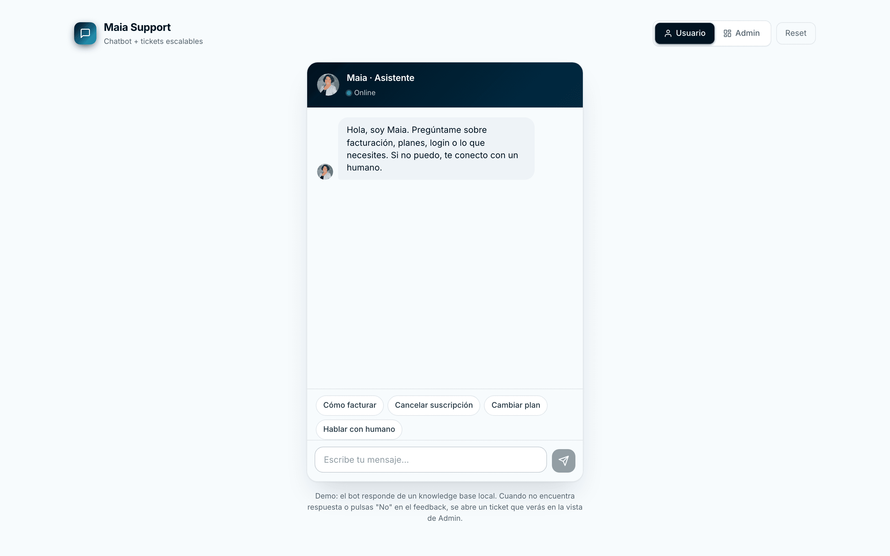 Customer Support Chatbot — preview